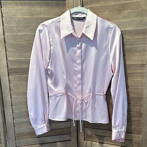 Zara ~ Satin Button-up Blouse ~ Pink ~ M